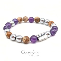 Bracelet Acier Amethyste...