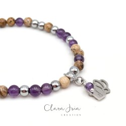 Bracelet Acier Amethyste...