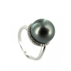 Bague or gris 750°/oo perle...